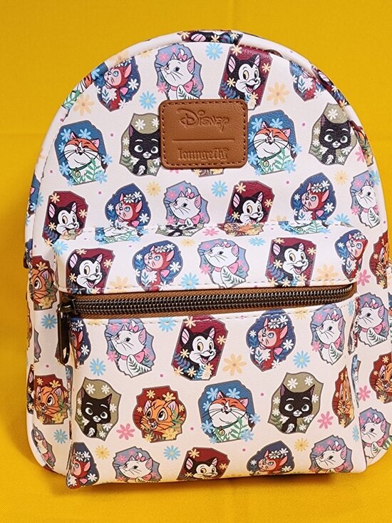 Loungefly Disney Cats Flower Portrait AOP Figaro Marie Dinah Mini Backpack NEW main image 5
